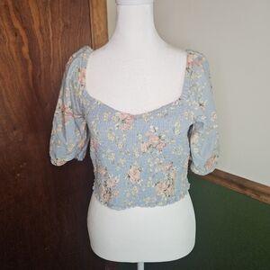 American Eagle Outfitters Blue Floral Blouse